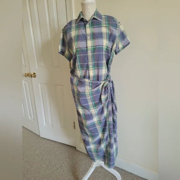 Polo Ralph Lauren Wrap Plated Midi Dress size 10 - Picture 6 of 9